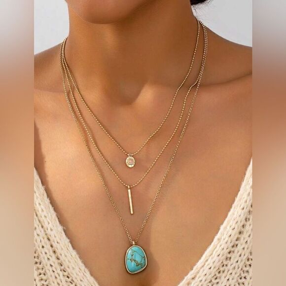 boho Layered Necklace Set A1503 - Picture 2 of 4